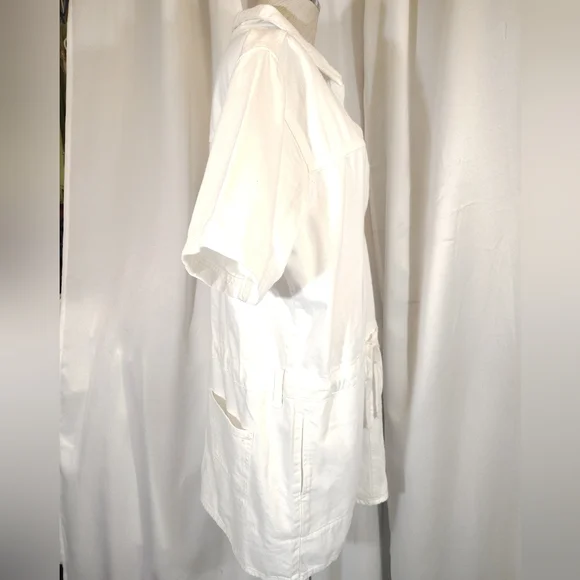 Ralph Lauren Denim Dress, White, Collar, Drop Waist, Short Sleeve, Pockets, 1X - Picture 6 of 12